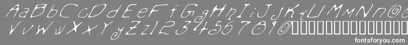 フォントMondoMessoFontoItalic – 灰色の背景に白い文字