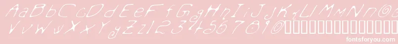 MondoMessoFontoItalic-Schriftart – Weiße Schriften auf rosa Hintergrund