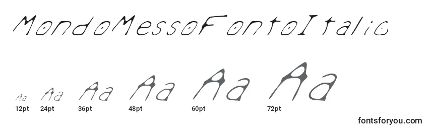 Größen der Schriftart MondoMessoFontoItalic