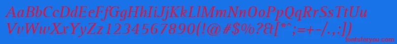 LibreSerifSsiItalic Font – Red Fonts on Blue Background