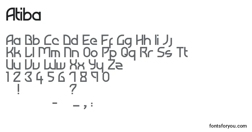 Schriftart Atiba – Alphabet, Zahlen, spezielle Symbole