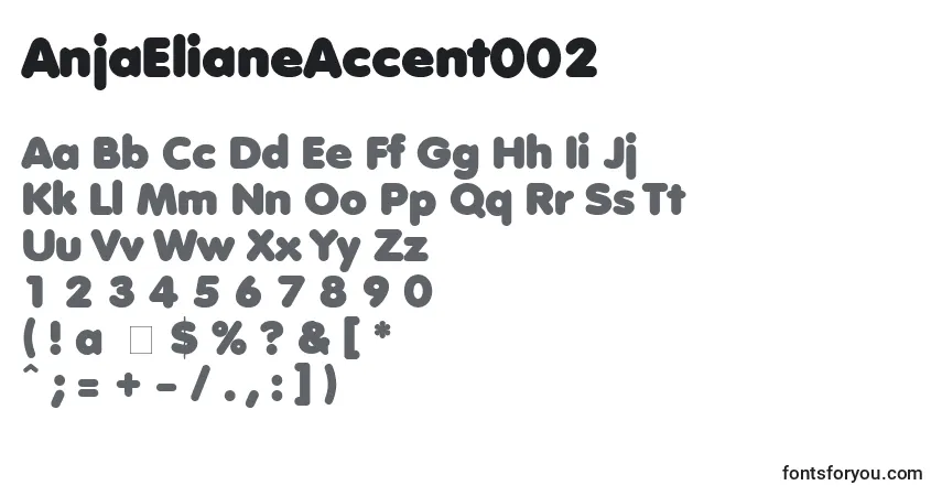 Шрифт AnjaElianeAccent002 – алфавит, цифры, специальные символы