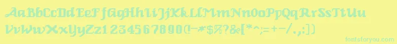 Fonte GertinaRegular – fontes verdes em um fundo amarelo