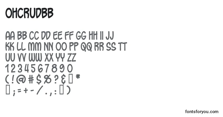 Schriftart OhCrudBb – Alphabet, Zahlen, spezielle Symbole