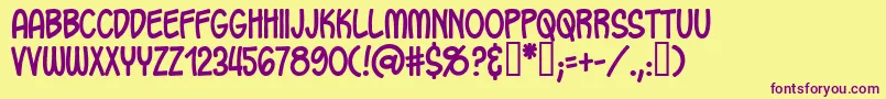 OhCrudBb Font – Purple Fonts on Yellow Background