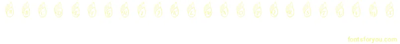 フォントJennasShells – 白い背景に黄色の文字