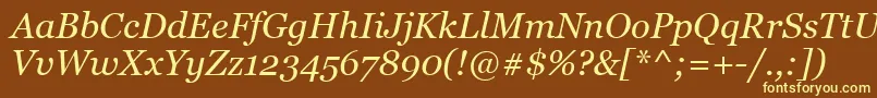 MsReferenceSerifРљСѓСЂСЃРёРІ Font – Yellow Fonts on Brown Background