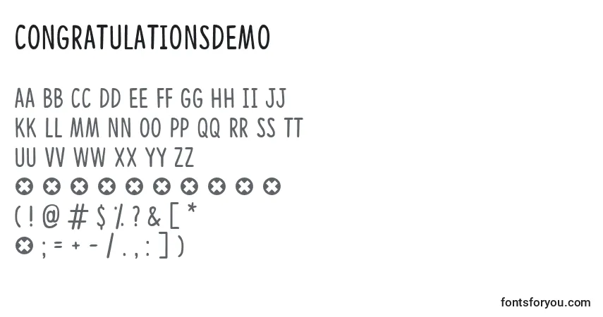 Шрифт CongratulationsDemo – алфавит, цифры, специальные символы