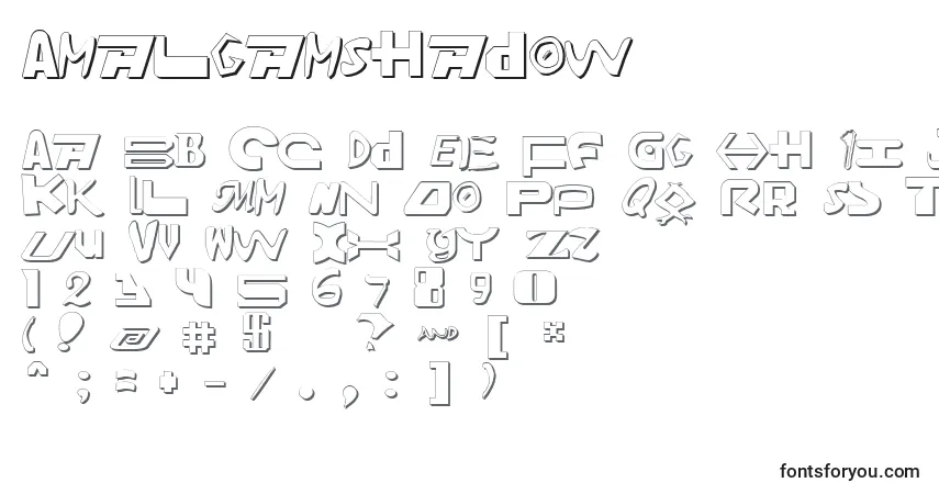 Schriftart AmalgamShadow – Alphabet, Zahlen, spezielle Symbole