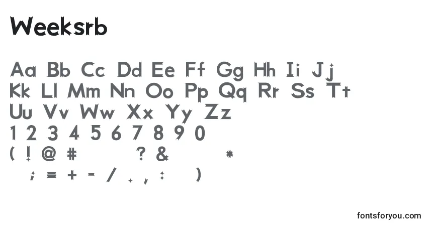 Czcionka Weeksrb – alfabet, cyfry, specjalne znaki