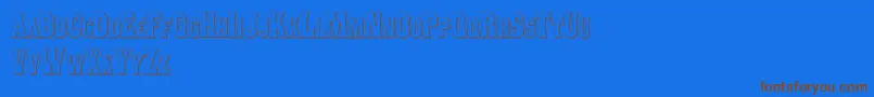 ConcavetuscanBeveled-Schriftart – Braune Schriften auf blauem Hintergrund