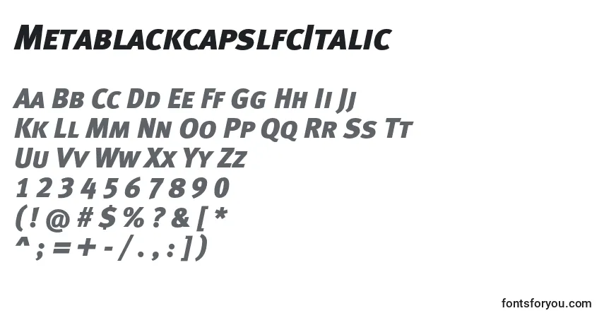 Schriftart MetablackcapslfcItalic – Alphabet, Zahlen, spezielle Symbole