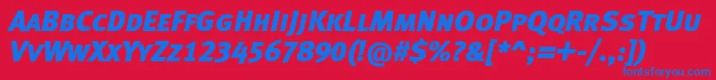 MetablackcapslfcItalic Font – Blue Fonts on Red Background