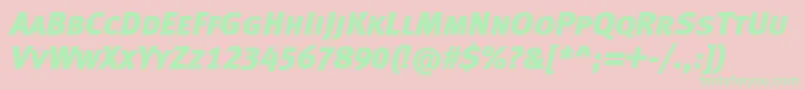 フォントMetablackcapslfcItalic – ピンクの背景に緑の文字