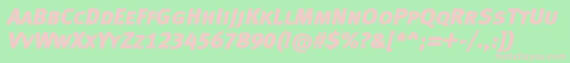 MetablackcapslfcItalic Font – Pink Fonts on Green Background