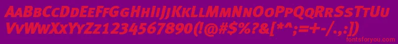 MetablackcapslfcItalic Font – Red Fonts on Purple Background