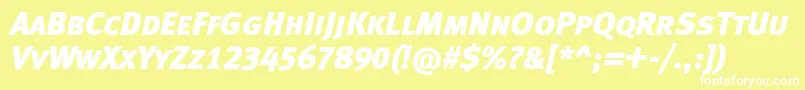 Шрифт MetablackcapslfcItalic – белые шрифты на жёлтом фоне