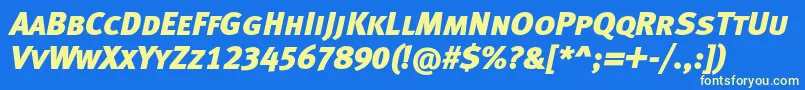 フォントMetablackcapslfcItalic – 黄色の文字、青い背景