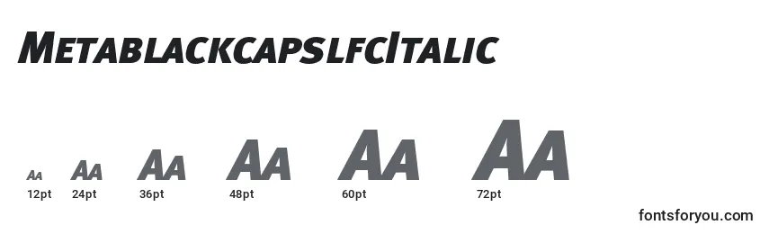 Tamaños de fuente MetablackcapslfcItalic