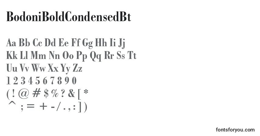 Шрифт BodoniBoldCondensedBt – алфавит, цифры, специальные символы