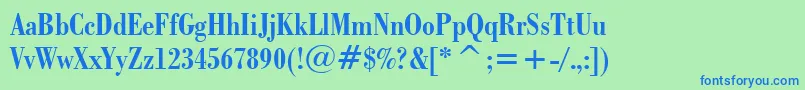 Шрифт BodoniBoldCondensedBt – синие шрифты на зелёном фоне