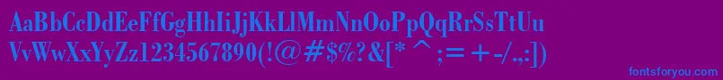 BodoniBoldCondensedBt-Schriftart – Blaue Schriften auf violettem Hintergrund