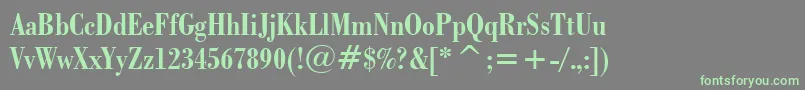 フォントBodoniBoldCondensedBt – 灰色の背景に緑のフォント