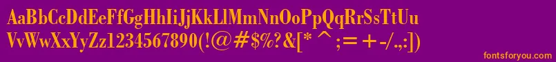 BodoniBoldCondensedBt Font – Orange Fonts on Purple Background