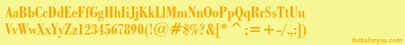 BodoniBoldCondensedBt-Schriftart – Orangefarbene Schriften auf gelbem Hintergrund