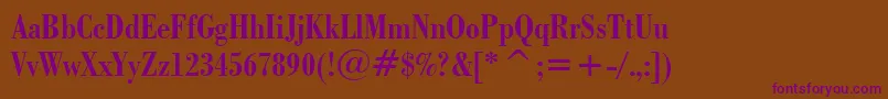 BodoniBoldCondensedBt Font – Purple Fonts on Brown Background