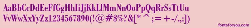 フォントBodoniBoldCondensedBt – ピンクの背景に紫のフォント