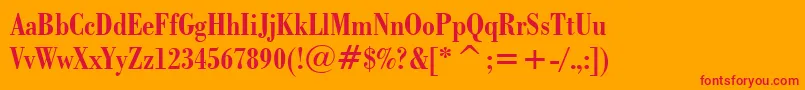 BodoniBoldCondensedBt Font – Red Fonts on Orange Background