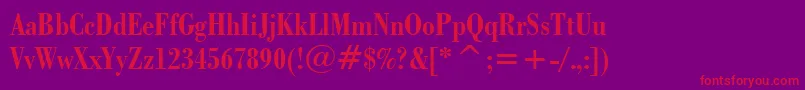 BodoniBoldCondensedBt-Schriftart – Rote Schriften auf violettem Hintergrund