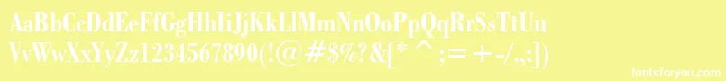 BodoniBoldCondensedBt-Schriftart – Weiße Schriften auf gelbem Hintergrund