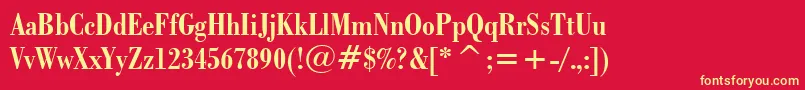 BodoniBoldCondensedBt Font – Yellow Fonts on Red Background