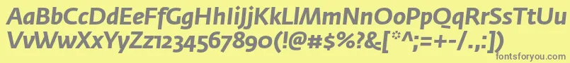 Weitere Informationen zur FedrasansproBolditalic-Schriftart FedrasansproBolditalic-Schriftart – Graue Schriften auf gelbem Hintergrund