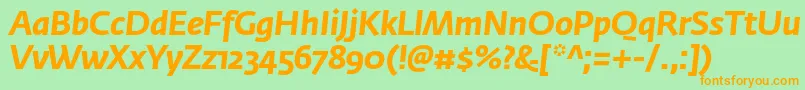 FedrasansproBolditalic Font – Orange Fonts on Green Background
