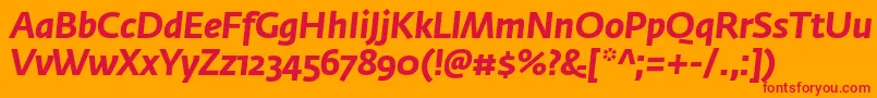 Czcionka FedrasansproBolditalic – czerwone czcionki na pomarańczowym tle
