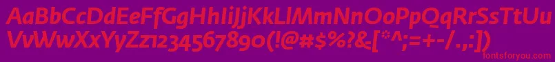 FedrasansproBolditalic-Schriftart – Rote Schriften auf violettem Hintergrund