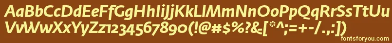 Fonte FedrasansproBolditalic – fontes amarelas em um fundo marrom
