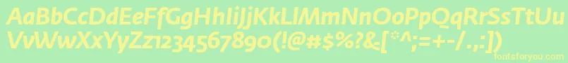フォントFedrasansproBolditalic – 黄色の文字が緑の背景にあります