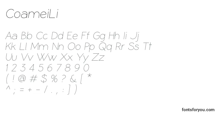 Schriftart CoameiLi – Alphabet, Zahlen, spezielle Symbole