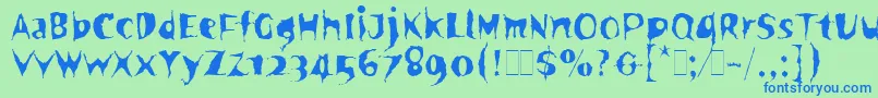 SpookyLetPlain.1.0-Schriftart – Blaue Schriften auf grünem Hintergrund