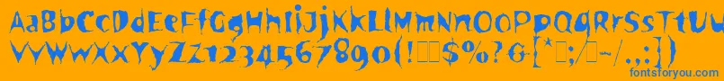 SpookyLetPlain.1.0 Font – Blue Fonts on Orange Background