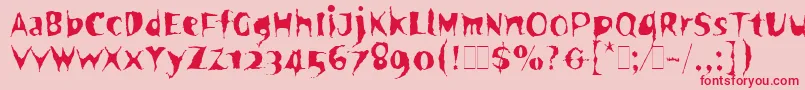 フォントSpookyLetPlain.1.0 – ピンクの背景に赤い文字