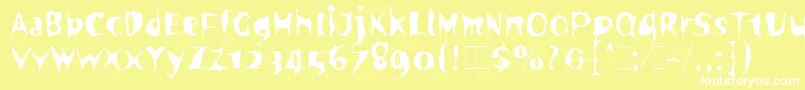 SpookyLetPlain.1.0 Font – White Fonts on Yellow Background