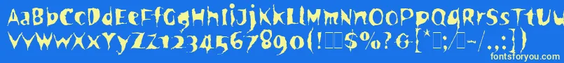 SpookyLetPlain.1.0 Font – Yellow Fonts on Blue Background