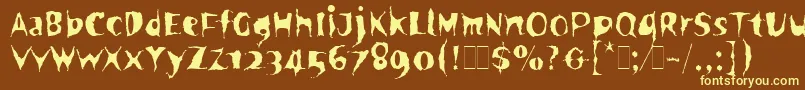 SpookyLetPlain.1.0 Font – Yellow Fonts on Brown Background