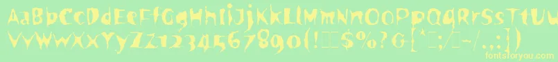 フォントSpookyLetPlain.1.0 – 黄色の文字が緑の背景にあります