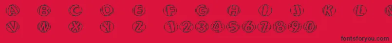 Fonte Woodcuttedcapsfs – fontes pretas em um fundo vermelho